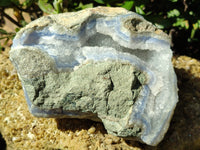 Natural Blue Lace Agate Geode Specimens x 2 From Nsanje, Malawi