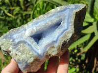 Natural Blue Lace Agate Geode Specimens x 2 From Nsanje, Malawi