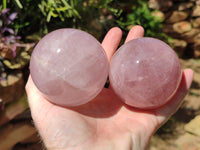 Polished Rose Quartz Spheres x 3 From Ambatondrazaka, Madagascar