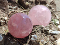 Polished Rose Quartz Spheres x 3 From Ambatondrazaka, Madagascar