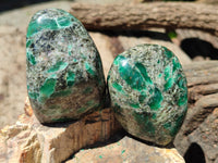 Polished Rare Emerald Mica In Matrix Standing Free Forms x 12 From Mutoko, Zimbabwe