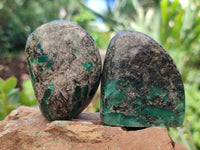 Polished Rare Emerald Mica In Matrix Standing Free Forms x 12 From Mutoko, Zimbabwe