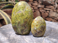 Polished Green Opal Standing Free Forms x 3 From Antsirabe, Madagascar