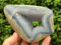 Polished Blue Lace Agate Standing Free Forms x 3 From Nsanje, Malawi