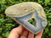 Polished Blue Lace Agate Standing Free Forms x 3 From Nsanje, Malawi