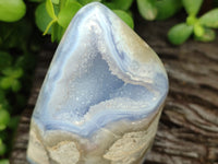 Polished Blue Lace Agate Standing Free Forms x 3 From Nsanje, Malawi