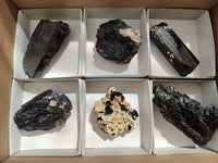 Natural Schorl Black Tourmaline Specimens x 6 From Erongo, Namibia