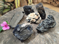 Natural Schorl Black Tourmaline Specimens x 6 From Erongo, Namibia