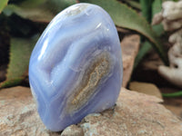 Polished Blue Lace Agate Standing Free Forms x 4 From Malawi