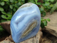 Polished Blue Lace Agate Standing Free Forms x 4 From Malawi