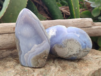 Polished Blue Lace Agate Standing Free Forms x 4 From Malawi