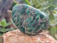 Polished Emerald Mica In Matrix Standing Free Forms x 3 From Mutoko, Zimbabwe