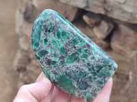 Polished Emerald Mica In Matrix Standing Free Forms x 3 From Mutoko, Zimbabwe