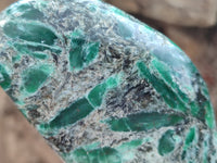 Polished Emerald Mica In Matrix Standing Free Forms x 3 From Mutoko, Zimbabwe