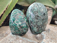 Polished Emerald Mica In Matrix Standing Free Forms x 3 From Mutoko, Zimbabwe