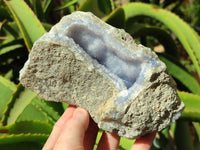 Natural Blue Lace Agate Geode Specimens x 2 From Nsanje, Malawi