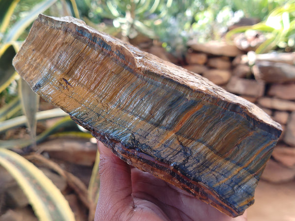 Polished On One Side Tiger's Eye Slabs x 2 From Prieska, South Africa