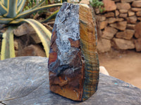 Polished On One Side Tiger's Eye Slabs x 2 From Prieska, South Africa