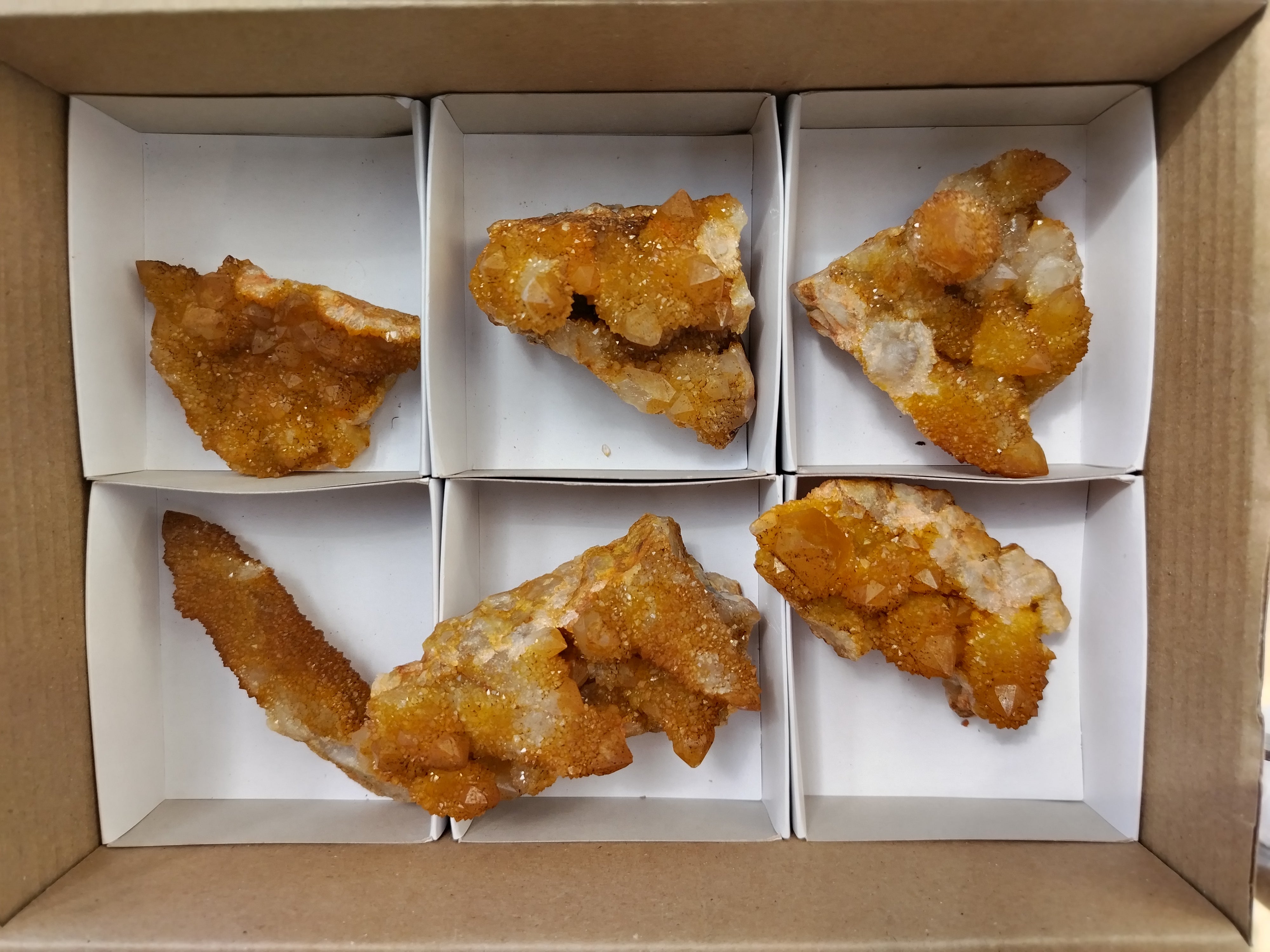 Natural Solar Golden Spirit Quartz Clusters x 6 From Boekenhouthoek, South Africa