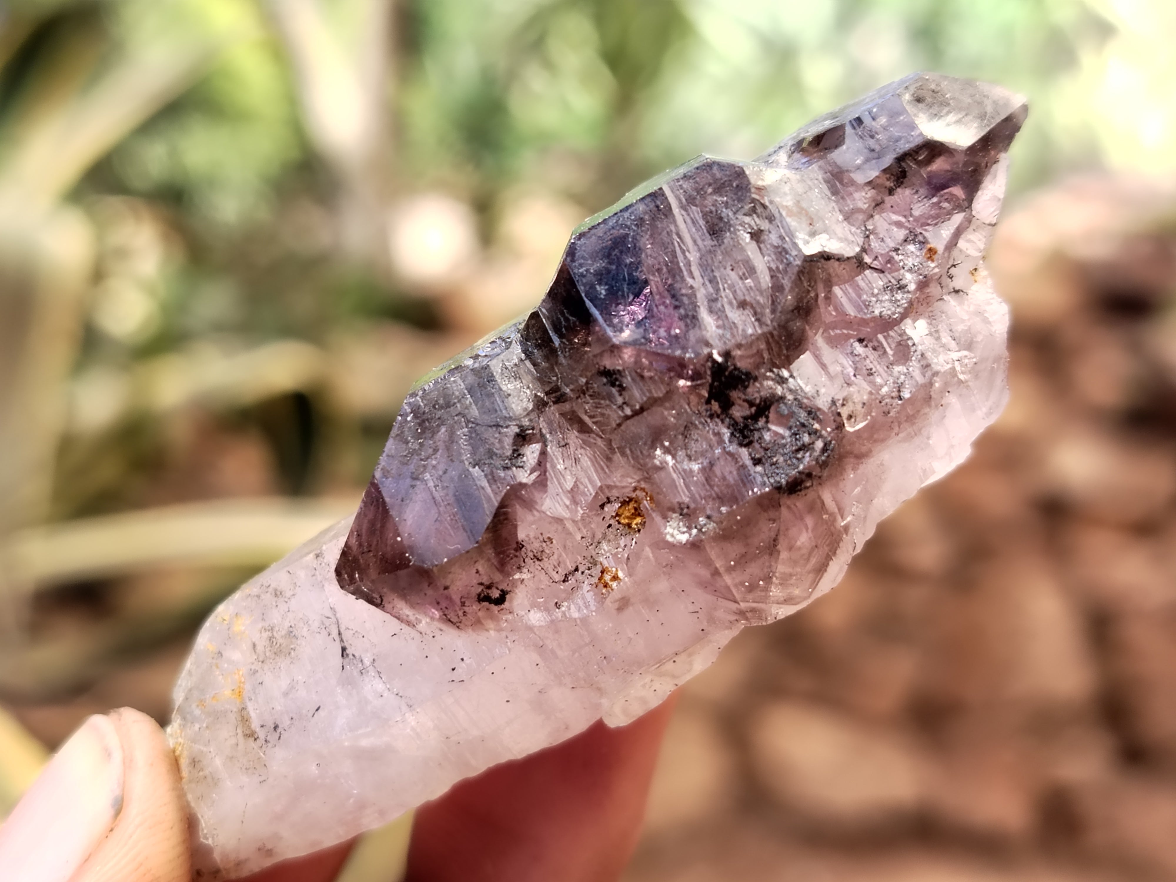 Natural Smokey Window Amethyst Crystals x 12 From Chiredzi, Zimbabwe