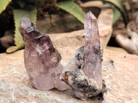 Natural Smokey Window Amethyst Crystals x 12 From Chiredzi, Zimbabwe