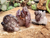 Natural Smokey Window Amethyst Crystals x 12 From Chiredzi, Zimbabwe