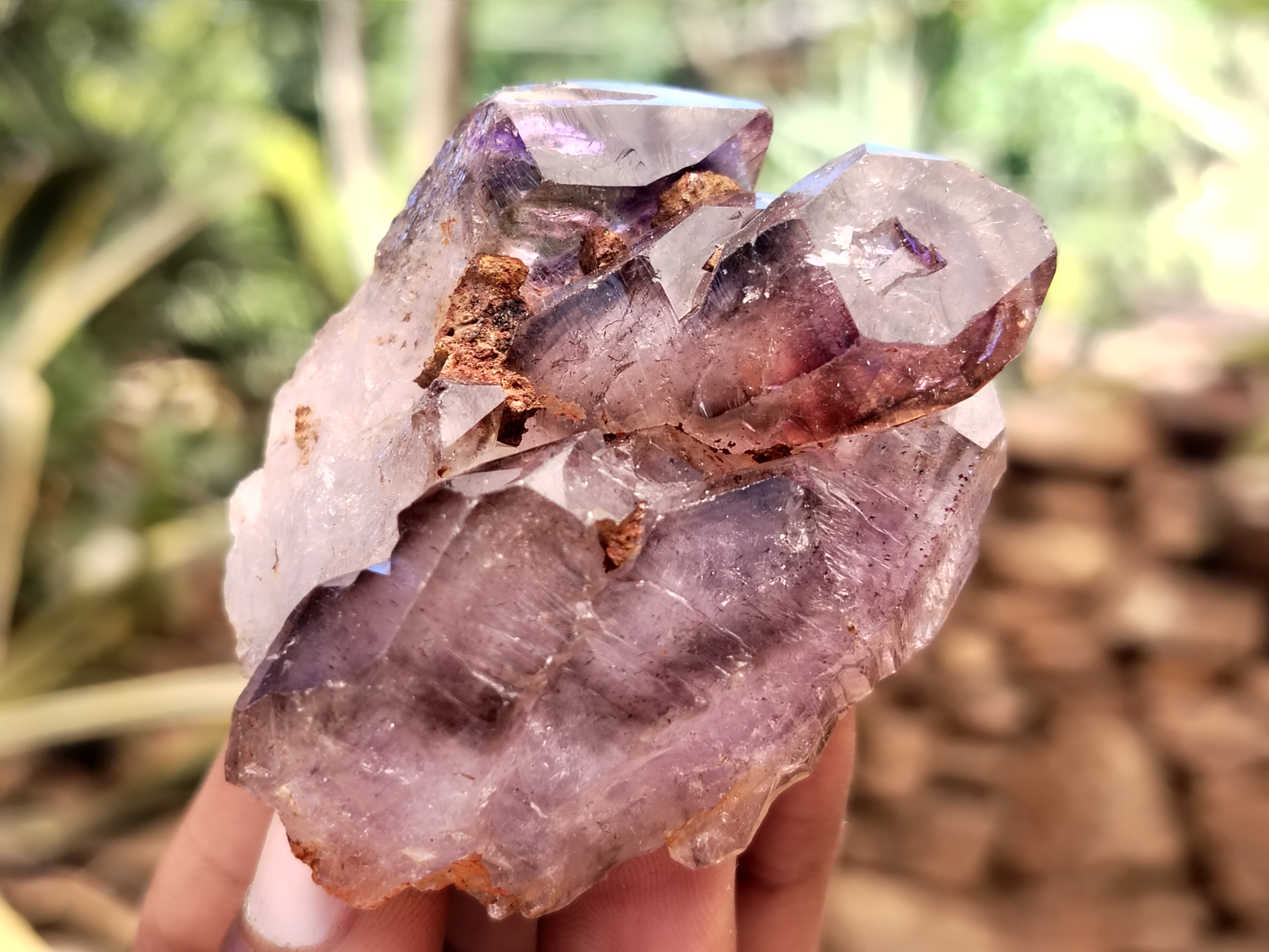 Natural Smokey Window Amethyst Crystals x 12 From Chiredzi, Zimbabwe