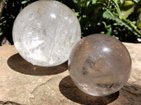 Polished Quartz Crystal Balls x 2 From Madagascar