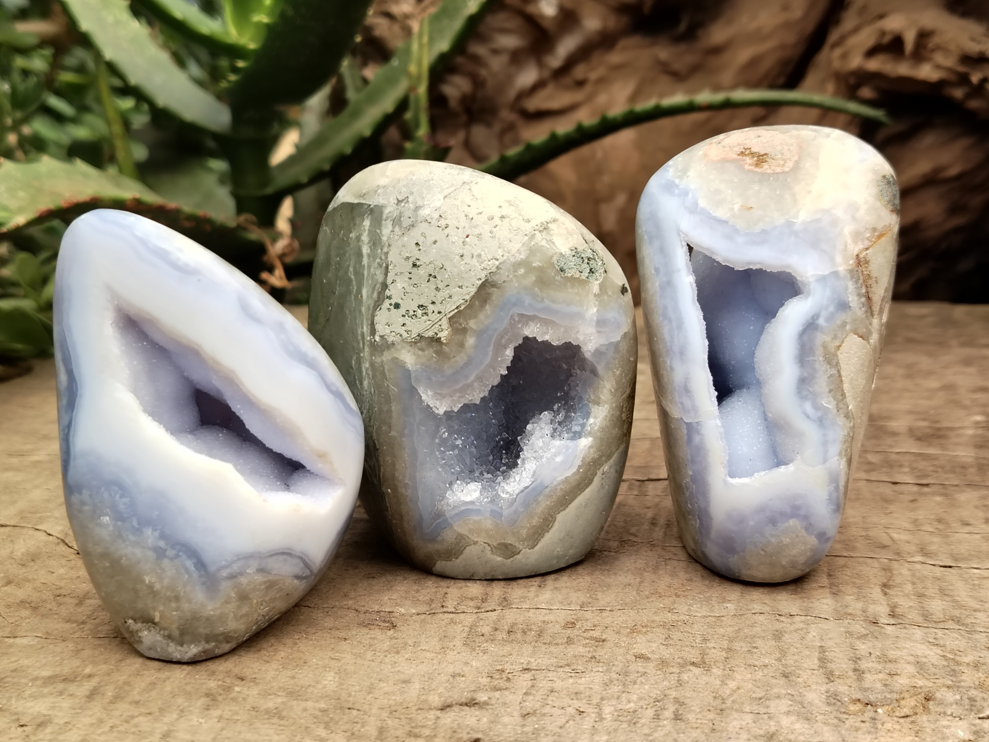 Polished Blue Lace Agate Geodes x 6 From Nsanje, Malawi