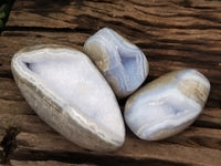 Polished Blue Lace Agate Geodes x 6 From Nsanje, Malawi