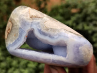 Polished Blue Lace Agate Geodes x 6 From Nsanje, Malawi