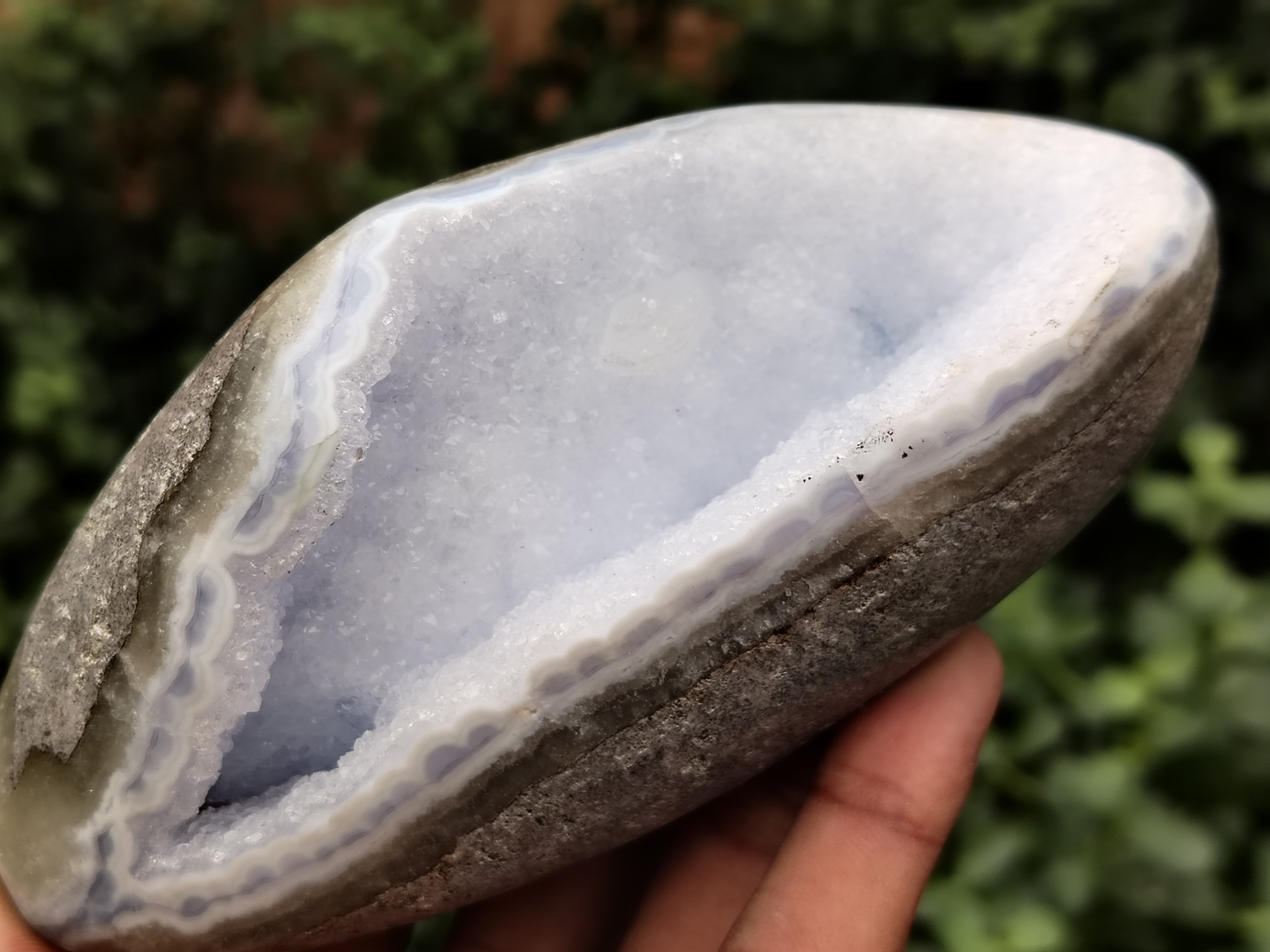 Polished Blue Lace Agate Geodes x 6 From Nsanje, Malawi