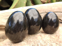 Polished Black Basalt Gemstone Eggs x 6 From Madagascar