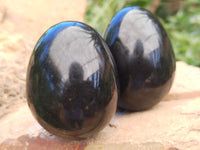 Polished Black Basalt Gemstone Eggs x 6 From Madagascar