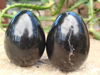 Polished Black Basalt Gemstone Eggs x 6 From Madagascar