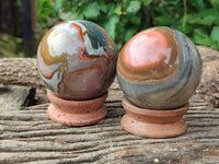 Polished Polychrome Jasper Spheres x 3 From Mahajanga, Madagascar