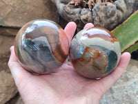 Polished Polychrome Jasper Spheres x 3 From Mahajanga, Madagascar