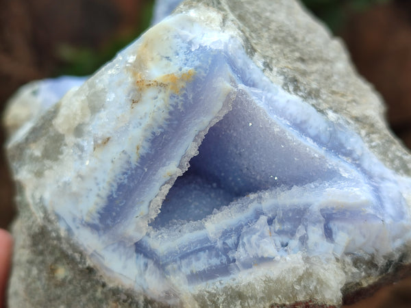 Natural Blue Lace Agate Geode Specimens x 2 From Nsanje, Malawi