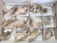 Natural Drusy Quartz Coated Calcite Pseudomorph Specimens x 12 From Alberts Mountain, Lesotho