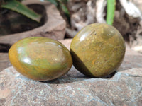 Polished Green Opal Palm Stones x 12 From Antsirabe, Madagascar