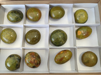 Polished Green Opal Palm Stones x 12 From Antsirabe, Madagascar