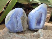 Polished Blue Lace Agate Geodes x 6 From Nsanje, Malawi