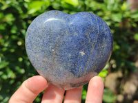 Polished Lazulite Gemstone Hearts x 4 From Madagascar