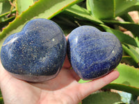 Polished Lazulite Gemstone Hearts x 4 From Madagascar