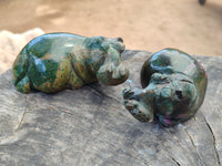 Hand Made Stone Hippo Carvings x 3 From Zimbabwe