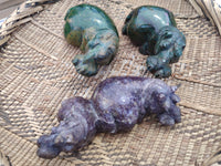 Hand Made Stone Hippo Carvings x 3 From Zimbabwe