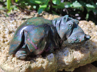 Hand Made Stone Hippo Carvings x 3 From Zimbabwe