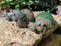 Hand Made Stone Hippo Carvings x 3 From Zimbabwe