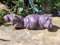 Hand Made Stone Hippo Carvings x 3 From Zimbabwe