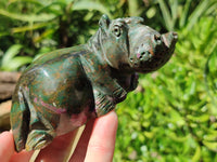 Hand Made Stone Hippo Carvings x 3 From Zimbabwe